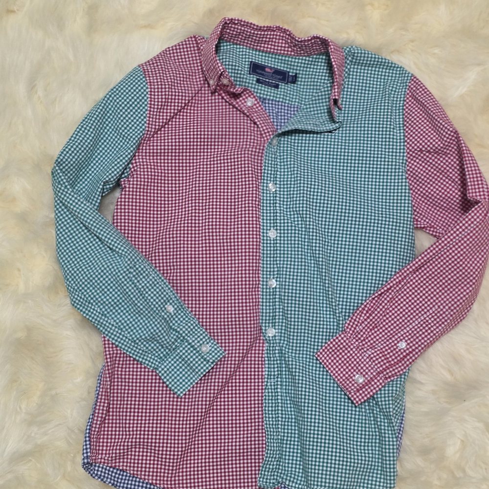 Vineyard Vines Pink and Green Kids Button Down Shirt